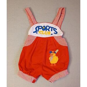 Vintage 18 Month Children's Romper Red Striped Duck Sports Club Boys‎ Romper
